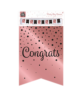 Banner Congrats Roze Zwart 6m